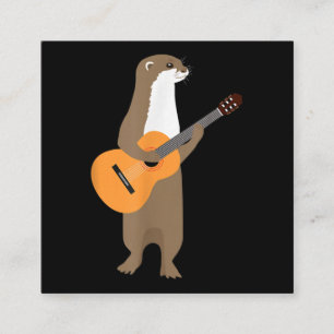 Guitar Otter Animal Kids Guitarre Art Out Quadratische Visitenkarte