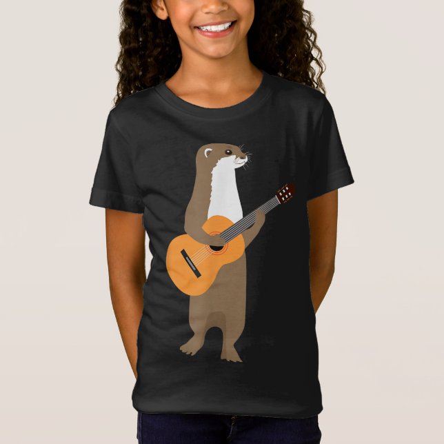 Guitar Otter Animal Kids Guitarre Art Out T-Shirt (Vorderseite)