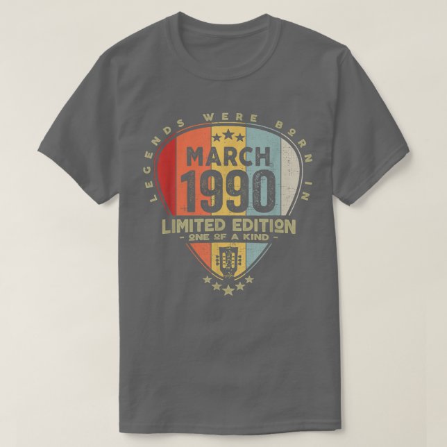 Guitar PickLegends Were Born In March 1990 Guitar  T-Shirt (Design vorne)
