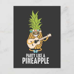 Guitar Pineaple Aloha Hawaii Holiday Frucht Postkarte