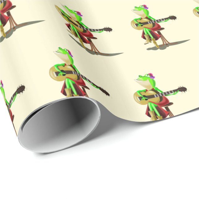 Guitar Player Frosch Wrapping Paper Geschenkpapier (Rolleneckpunkt)