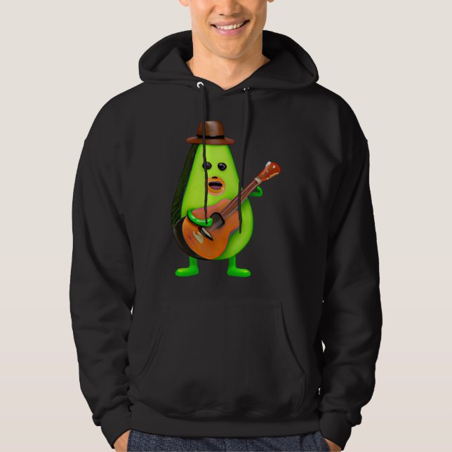 Guitar Playing Avocado Hoodie (Vorderseite)