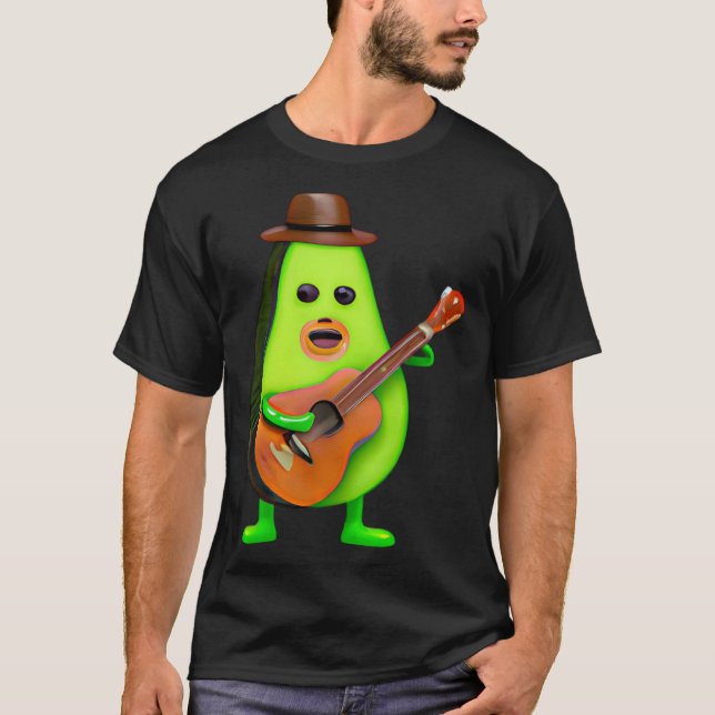 Guitar Playing Avocado T-Shirt (Vorderseite)