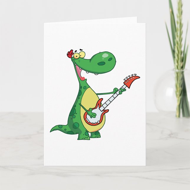 Guitar Playing Dinosaur Grußkarten Karte (Von Creator hochgeladen)