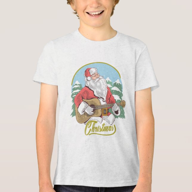 Guitar Playing Santa Claus | Weihnachten Tri-Blend Shirt (Vorderseite)