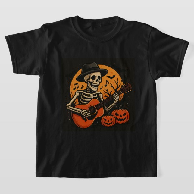 Guitar-Playing Skull Halloween T-Shirt (Ablage )