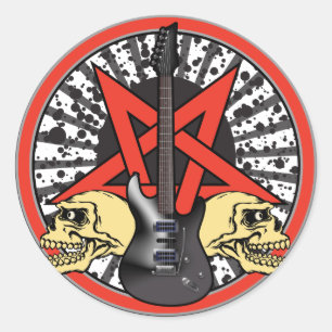 Guitar Rock Star Runder Aufkleber