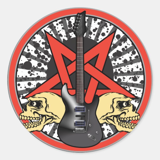 Guitar Rock Star Runder Aufkleber (Vorderseite)