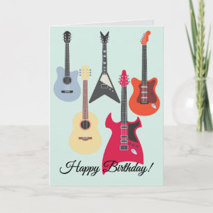 Guitar Rockin Good Time Happy Birthday Card Feiertagskarte