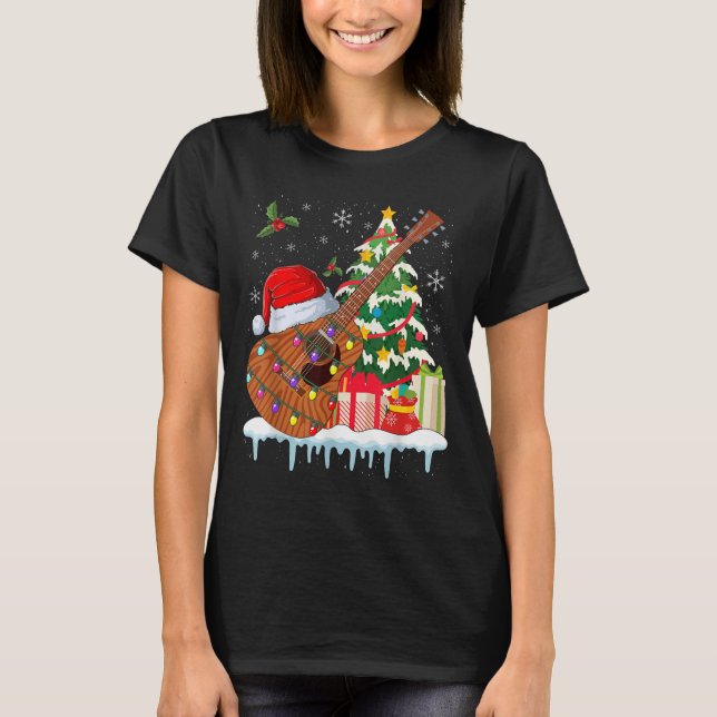 Guitar Santa Hat Christmas Musicians Guitars  T-Shirt (Vorderseite)