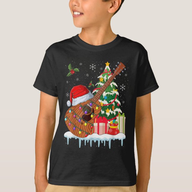 Guitar Santa Hat Christmas Musicians Guitars  T-Shirt (Vorderseite)