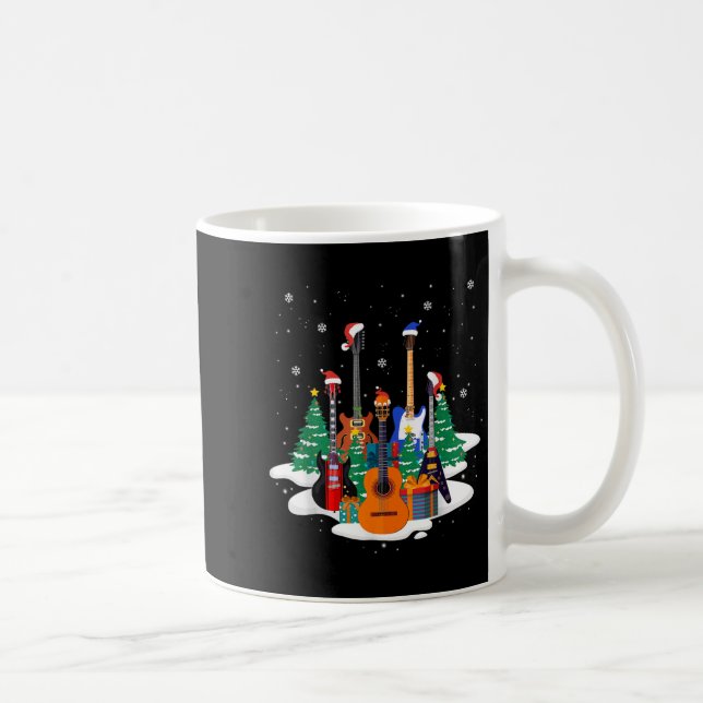 Guitar Santa Hat Christmas Tree Funny Music Loves  Kaffeetasse (Rechts)