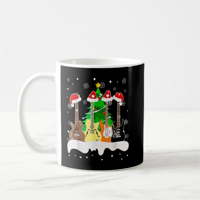 Guitar Santa Snow Weihnachtsbaum für Musikliebhabe Kaffeetasse (Links)