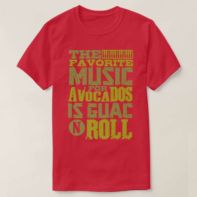 Guitar Schlagzeug Avocado Guac n RollBass Guitaris T-Shirt (Design vorne)