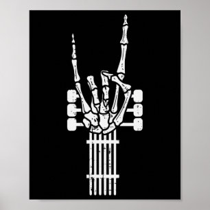Guitar Skeleton Rock'n'Roll Rocker Sign Punk Hallo Poster