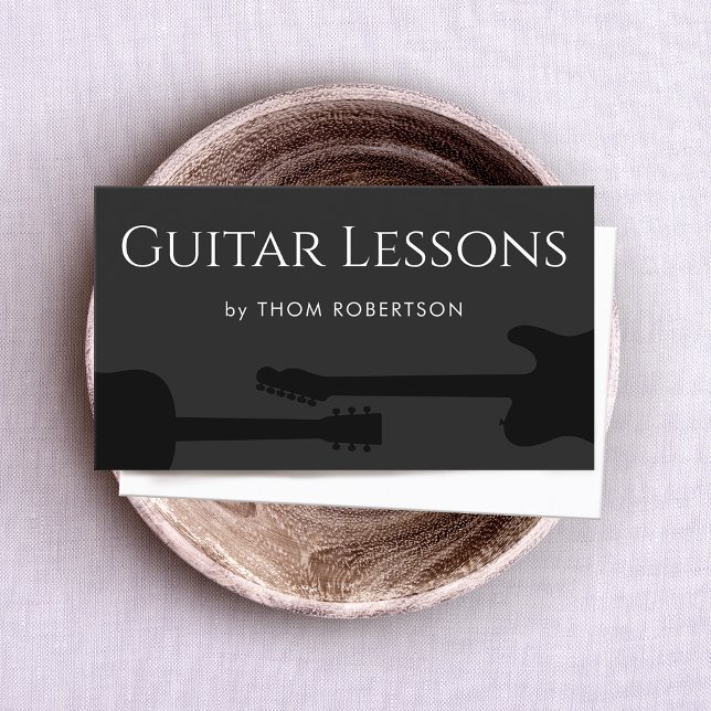 Guitar Teacher Black Business Card Visitenkarte (Von Creator hochgeladen)