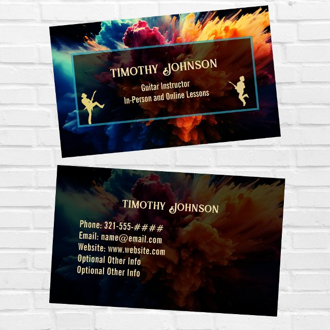 Guitar Teacher Business Card mit Coolem Farbschlau Visitenkarte (Von Creator hochgeladen)
