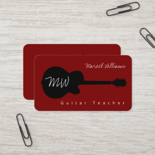 Guitar Teacher Cool Red Business Card Visitenkarte