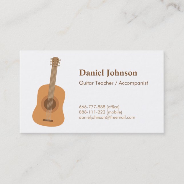 Guitar Teacher Musical Business Cards Visitenkarte (Vorderseite)