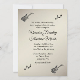 Guitar Theme Antique Gold Hochzeit Einladung