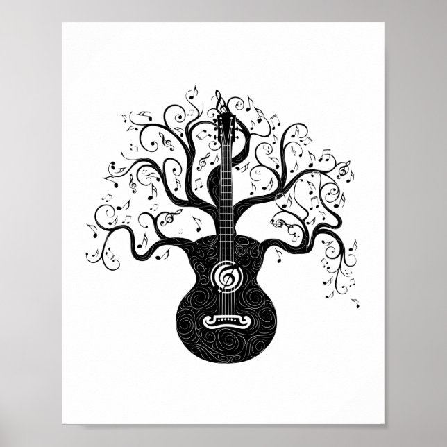 Guitar tree of life and music notes poster (Vorne)