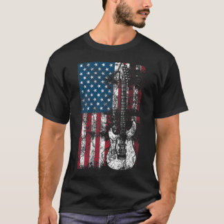 Guitar USA Flag Patriotic Guitar liebt US-Geschenk T-Shirt