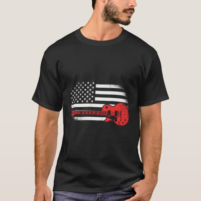 Guitar Usa Flag Patriotic Guitar Us T-Shirt (Vorderseite)