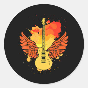 Guitar Wings Guitar Runder Aufkleber