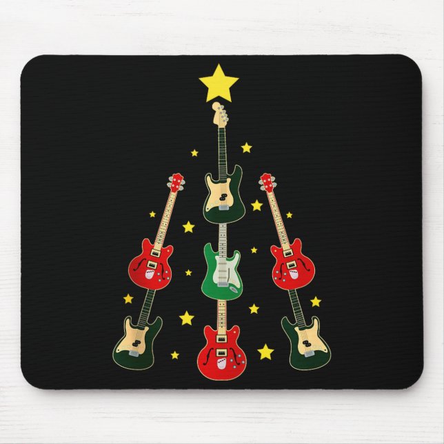 Guitar Xmas Tree Musical Guitar Lovers Guitarist C Mousepad (Vorne)