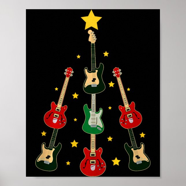 Guitar Xmas Tree Musical Guitar Lovers Guitarist C Poster (Vorne)