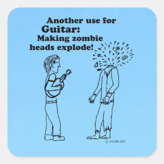 Guitar Zombie Explode Square Sticker