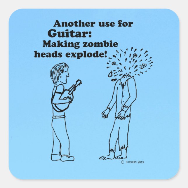 Guitar Zombie Explode Square Sticker (Vorderseite)