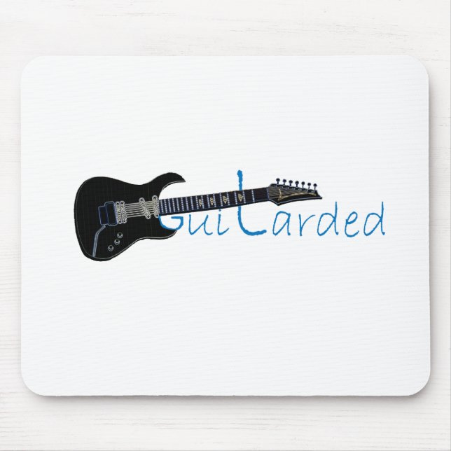 Guitarded schwarze E-Gitarre Mousepad (Vorne)