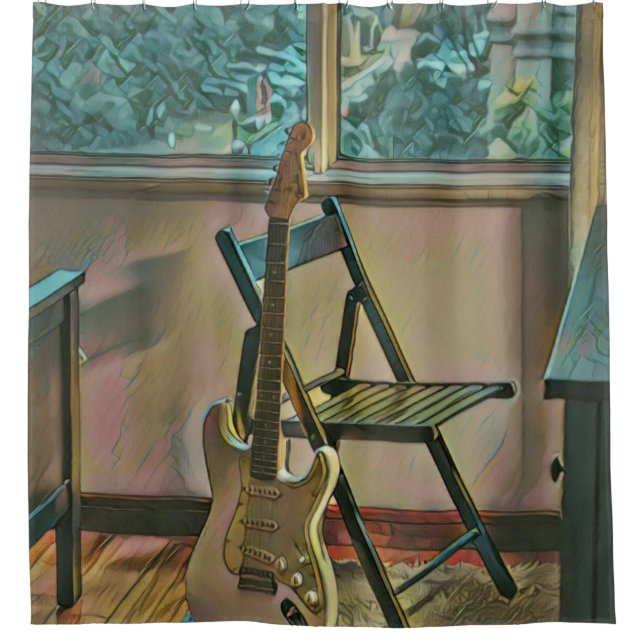 guitarist birthday gift duschvorhang (Vorderseite)