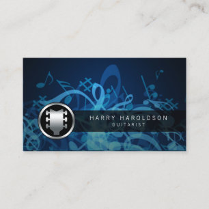 Guitarist Bold Guitar Headstock Icon Business Card Visitenkarte