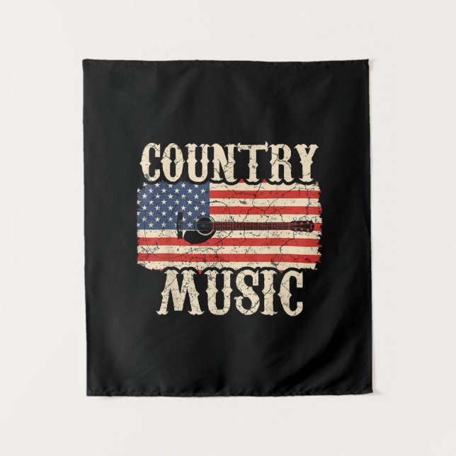 Guitarist Country Music Guitar American Flag Birth Wandteppich (Vorderseite)