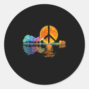 Guitarist Guitar Lake Shadow Peace Love Guitar Runder Aufkleber