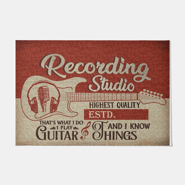 Guitarist Studio Door Mat, Gift For Guitarist Fußmatte (Vorderseite)