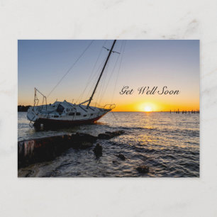 Gulf Breeze Segelboot Und Pier Sonnenuntergang Gut Postkarte