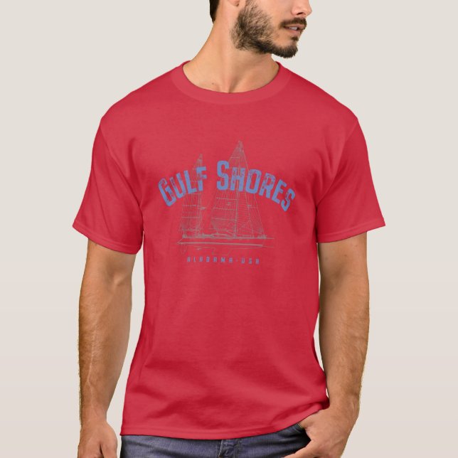 Gulf Shores Alabama Nautical Sailboat Design Overs T-Shirt (Vorderseite)