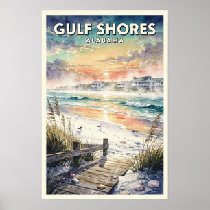 Gulf Shores Alabama Vintage Reise Poster