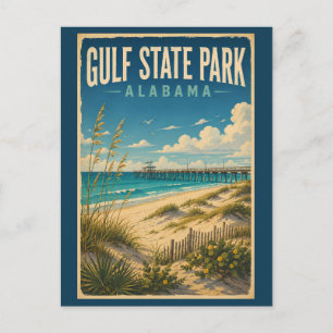 Gulf State Park Alabama Illustration Reise Kunst Postkarte