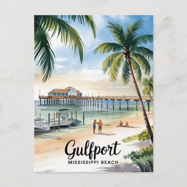 Gulfport Mississippi Beach Postkarte (Vorderseite)