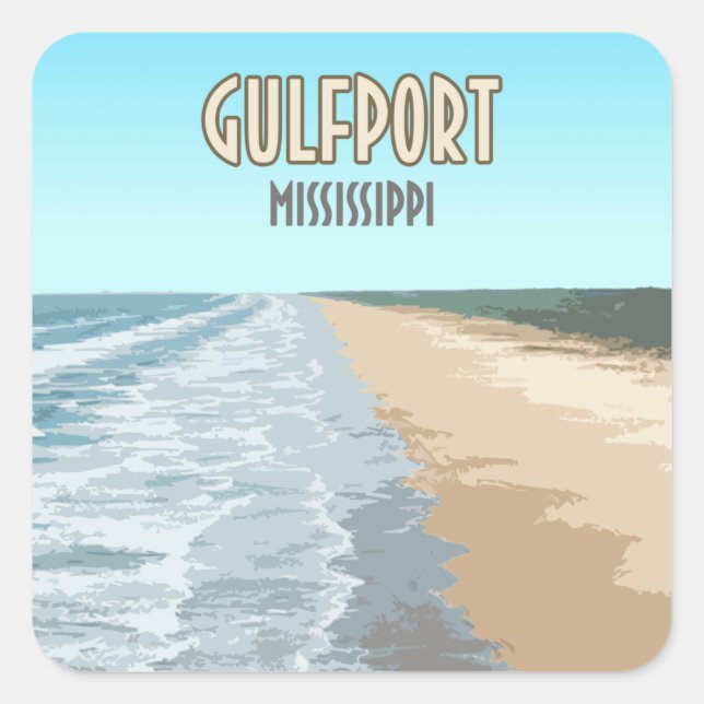 Gulfport Mississippi Beach Quadratischer Aufkleber (Vorderseite)