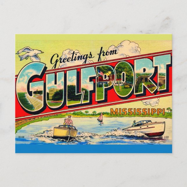 Gulfport Mississippi Retro Grußkarte Postkarte (Vorderseite)