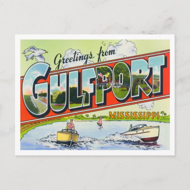 Gulfport, Mississippi - Vintage Großbuchstaben Pos Postkarte (Vorderseite)