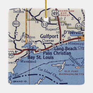 Gulfport MS Vintage Karte Keramikornament