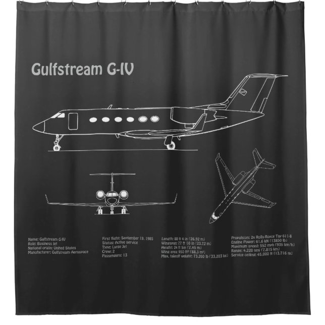 Gulfstream G-IV - Flugzeugkonzepte PD Duschvorhang (Vorderseite)