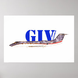 Gulfstream GIV Privatjet mit fett Typografie Poster