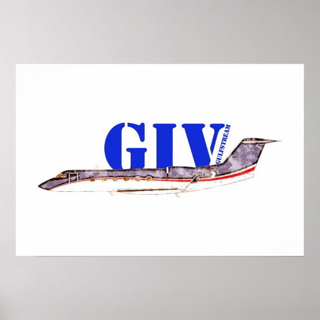 Gulfstream GIV Privatjet mit fett Typografie Poster (Vorne)